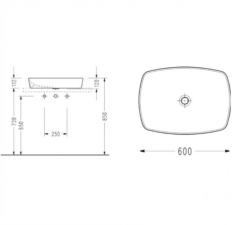 SEREL - Tek Parça Tezgah Üstü Lavabo 60 Cm Siyah OUTLET - 1633DXL060H-TESHIR - 2