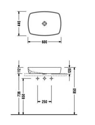 SEREL - Tek Parça Tezgah Üstü Lavabo Beyaz OUTLET - 1633DXS110H-TESHIR - 2