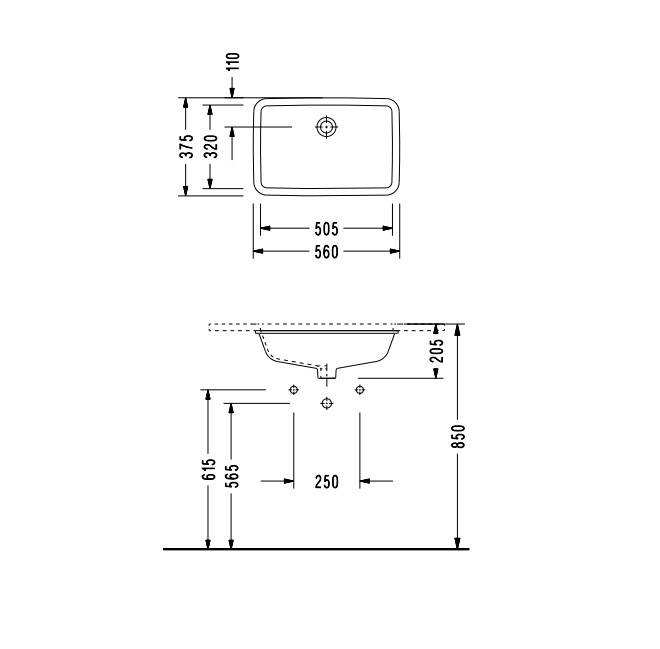 SEREL - Tezgah Altı Dikdörtgen Lavabo Beyaz (38x55) OUTLET - 0561DSS110H-TESHIR - 2