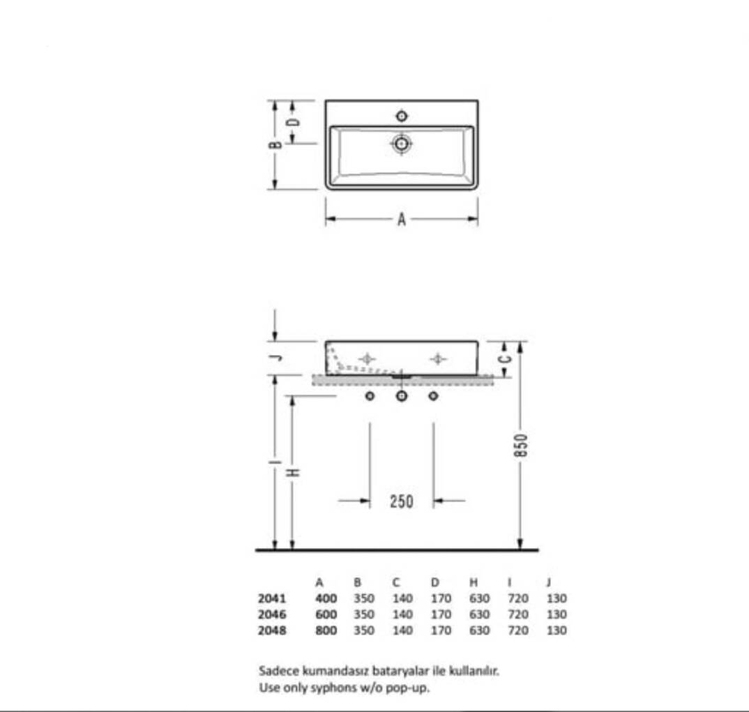 Serel - Tezgah Üstü Lavabo 35x40 cm OUTLET - 2041TXS110H-TESHIR - 2
