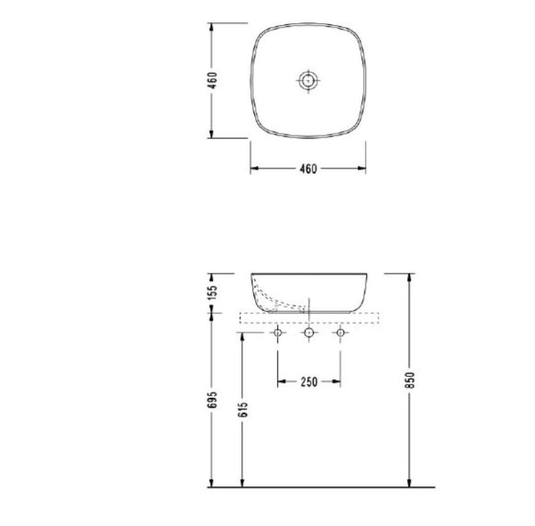 SEREL - Tezgah Üstü Lavabo 46 Cm OUTLET - 3049DSS110H-TESHIR - 2