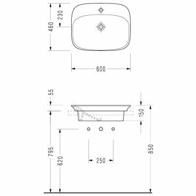 SEREL Tezgahüstü Lavabo 46x60 cm - HR30TXS110H - 2