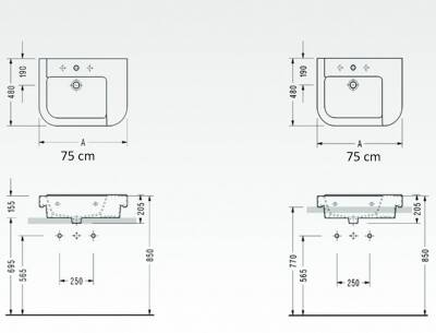 Serel - Verda 75 cm Lavabo Beyaz - 8930TDS000 - 5