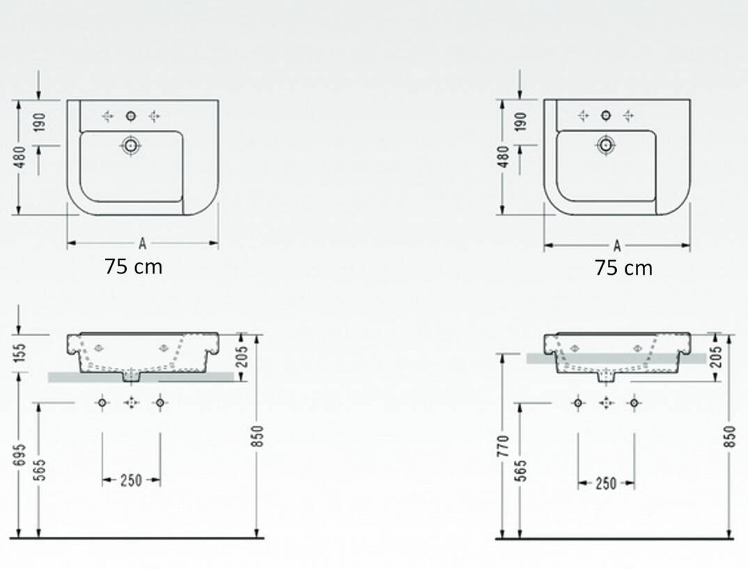 Serel - Verda 75 cm Lavabo Beyaz - 8930TDS000 - 5