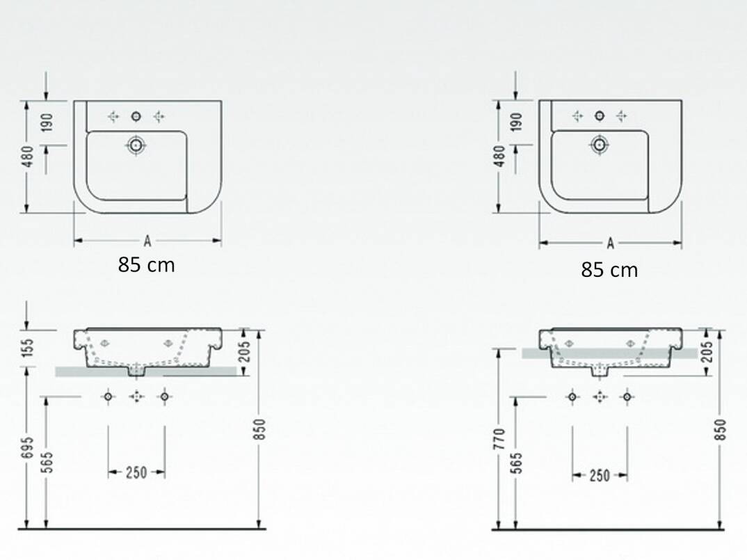 Serel - Verda 85 cm Lavabo Beyaz - 8935TDS000 - 5