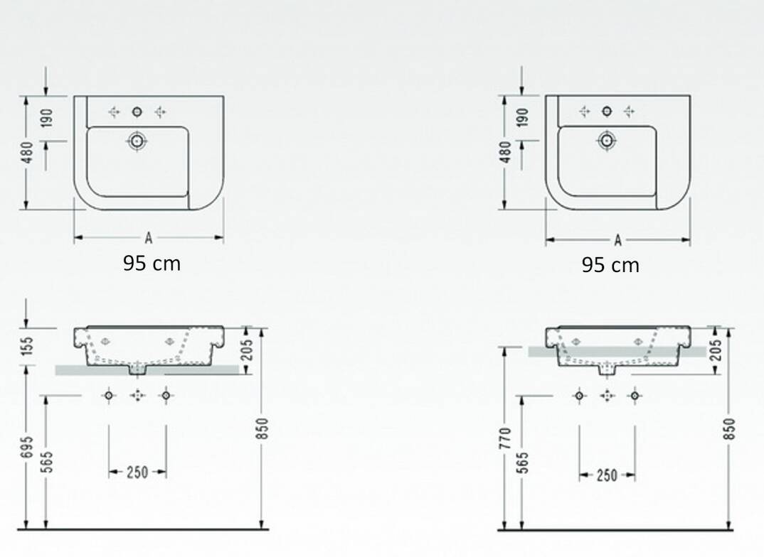 Serel - Verda 95 cm Lavabo Beyaz - 8936TDS000 - 5