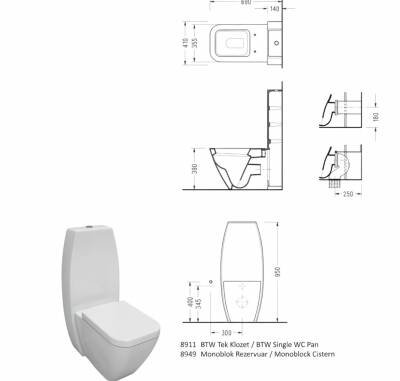Serel - Verda Klozet Seti (Klozet+Rezervuar+Kapak) OUTLET - 8911ATS000-TESHIR - 3