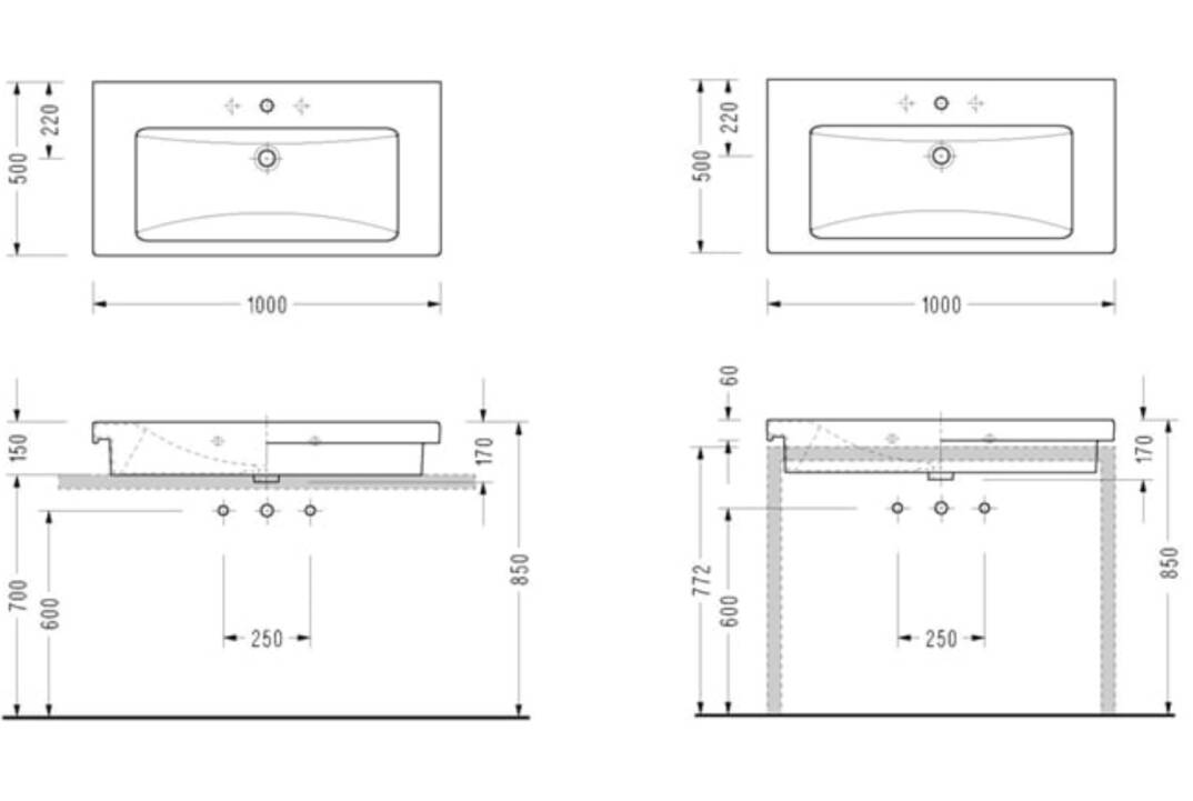Serel - Verda Lavabo 100 cm Beyaz OUTLET - 8940TDS110AB-TESHIR - 2