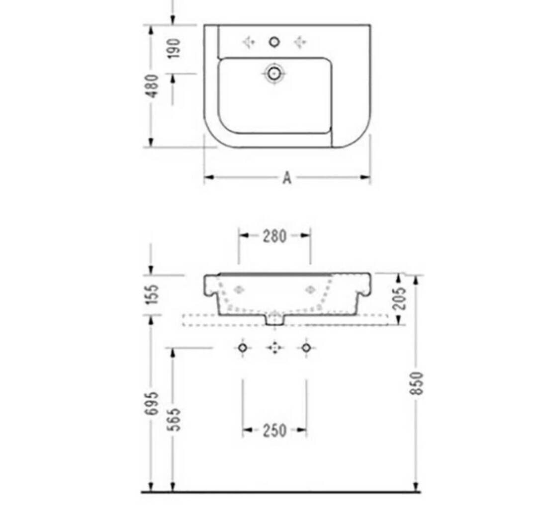 Serel - Verda Tegah üstü Lavabo 48x95 cm Beyaz OUTLET - 8936TDS000-TESHIR - 4