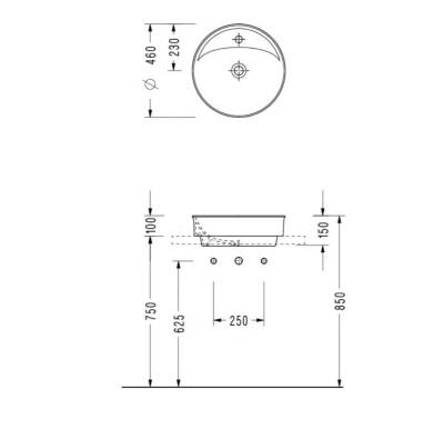 Serel - Yuvarlak Çanak Delikli Lavabo 46 cm OUTLET - 2058TXS110H-TESHIR - 2