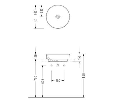 Serel - Yuvarlak Çanak Lavabo 46 cm OUTLET - 2057DXS110H-TESHIR - 2