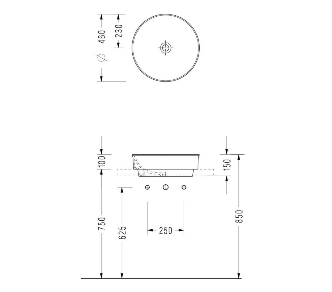 Serel - Yuvarlak Çanak Lavabo 46 cm OUTLET - 2057DXS110H-TESHIR - 2