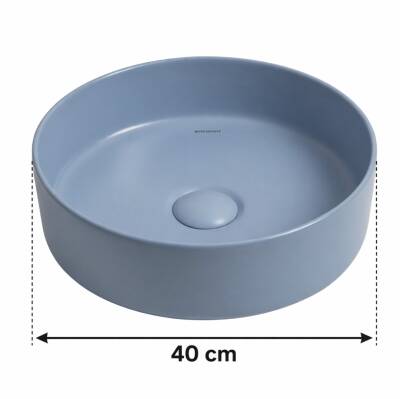 Smanni - Aquarius RND Tezgah Üstü Lavabo Mat Arktik Mavi OUTLET - LV1150-216-TESHIR - 2