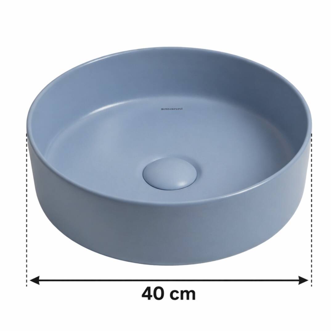 Smanni - Aquarius RND Tezgah Üstü Lavabo Mat Arktik Mavi OUTLET - LV1150-216-TESHIR - 2