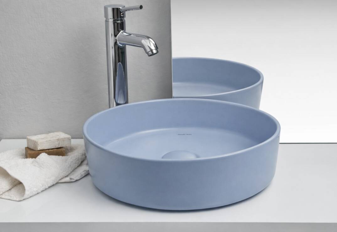 Smanni - Aquarius RND Tezgah Üstü Lavabo Mat Arktik Mavi OUTLET - LV1150-216-TESHIR - 3