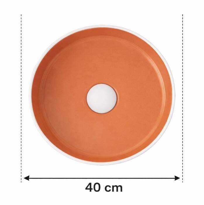 Smanni - Aquarius RND Tezgah Üstü Lavabo Mat Beyaz/Turuncu OUTLET - LV1150-308-TESHIR - 2