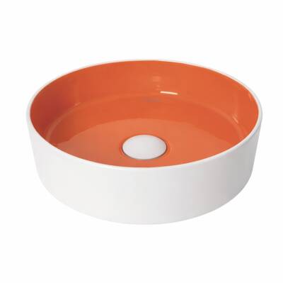 Smanni - Aquarius RND Tezgah Üstü Lavabo Mat Beyaz/Turuncu OUTLET - LV1150-308-TESHIR - 3