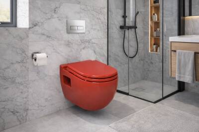 Smanni - Mira Asma Klozet Kırmızı Kapak Dahil OUTLET - KL2000-105-TESHIR - 2