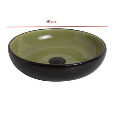Smanni - Nukki Tezgah Üstü Lavabo Mat Siyah/Yosun Yeşili OUTLET - LV1070-306-TESHIR - 2