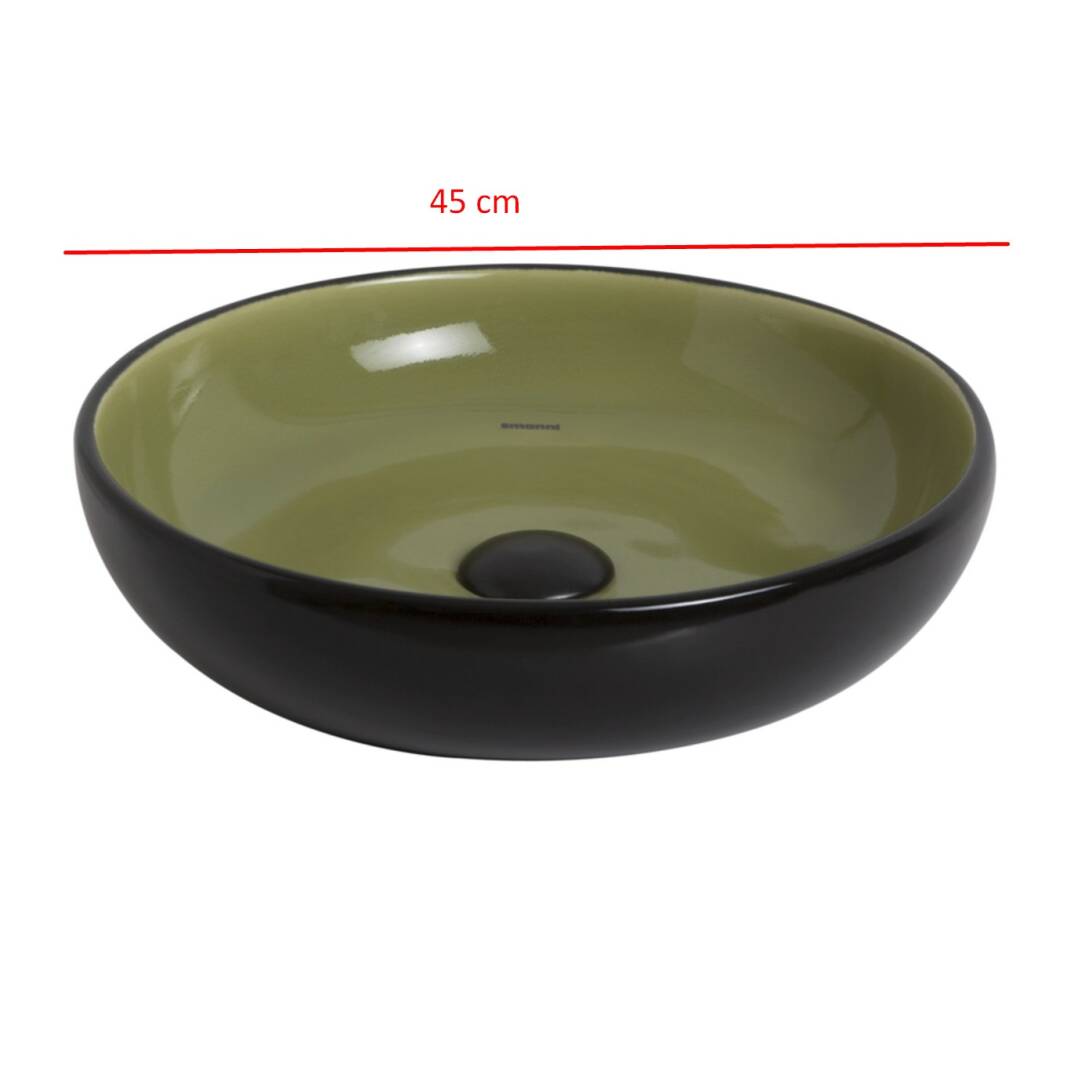 Smanni - Nukki Tezgah Üstü Lavabo Mat Siyah/Yosun Yeşili OUTLET - LV1070-306-TESHIR - 2